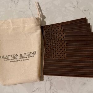 Clayton & Crume Leather American Flag Coasters Set of 4